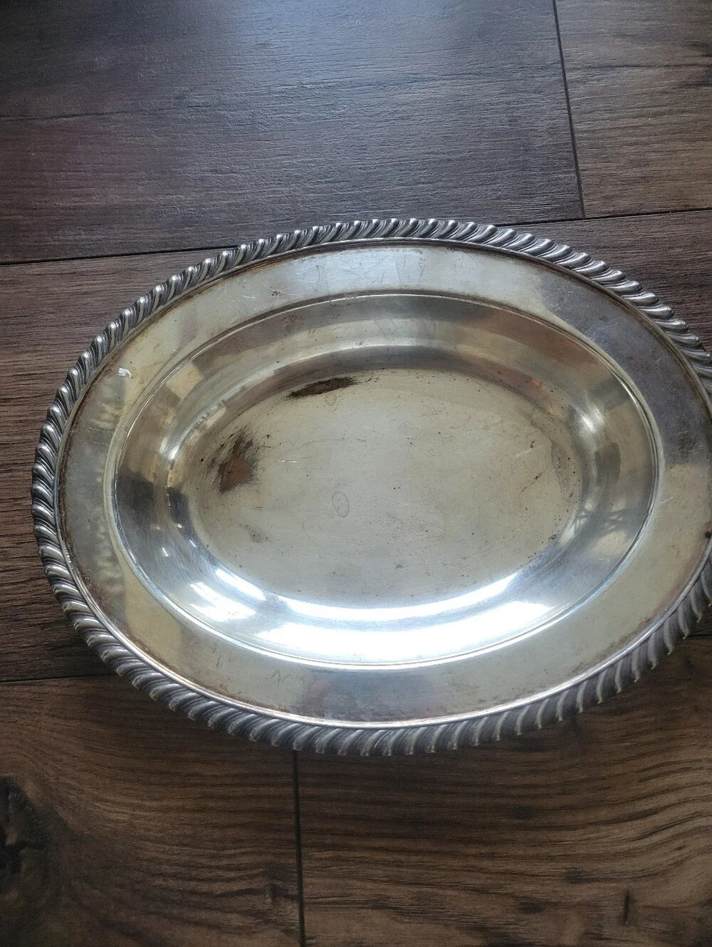 Silver Plated Oval Serving Tray Platter with Rope Edge